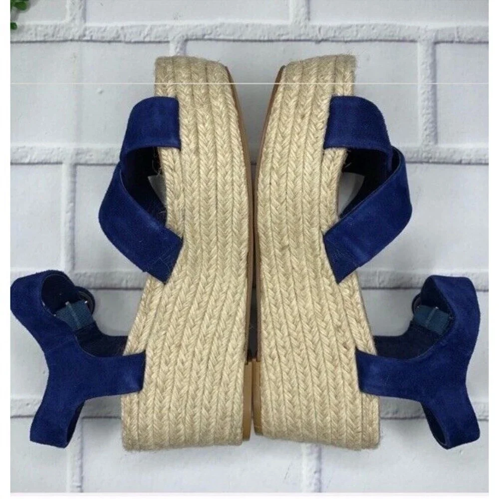 Halogen Emery Platform Espadrille Sandal In Navy Suede Women's Size 9 New